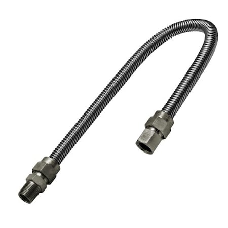 Flextron Gas Line Hose 3/8'' O.D. x 24'' Length 3/8" FIP x MIP Fittings, Stainless Steel Flexible Connector FTGC-SS14-24I